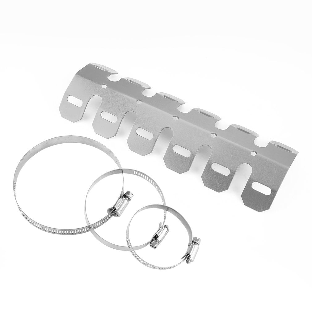 #1 Qiilu Universal Motorcycle Exhaust Heat Shield Cover Middle Pipe Protector Heel Guard Kit Heat Insulation Cover with Stainless Steel Clamps